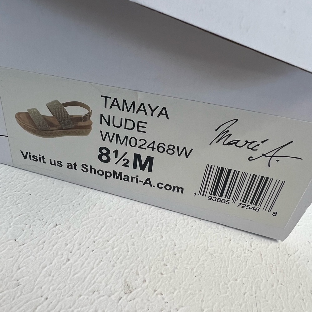 NIB Mari A. Tamara Nude Sandals Size 8.5 Espadrille - Picture 4 of 9
